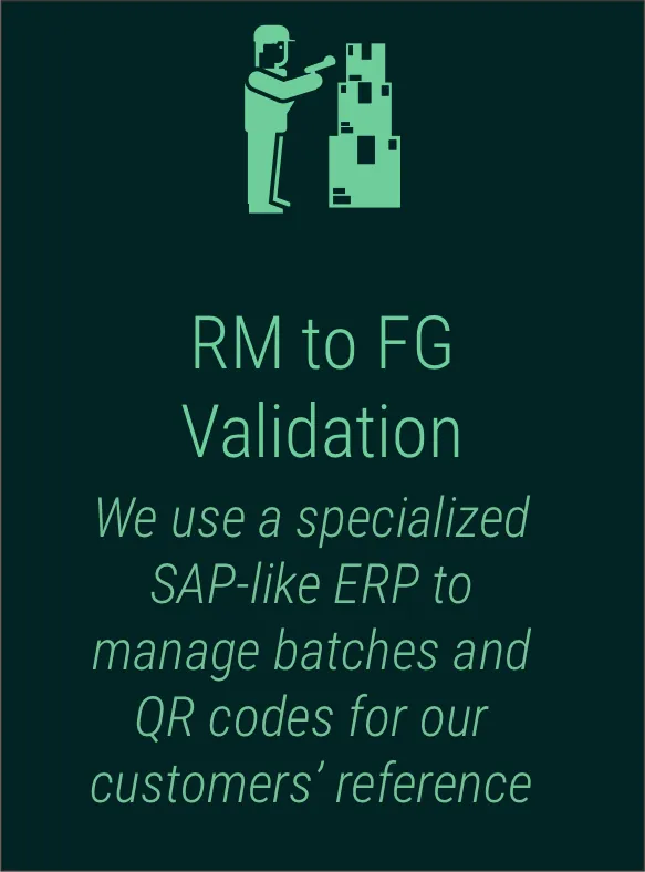 ERP-tracked raw material to finished goods workflow
